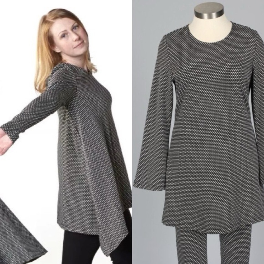 Bryn Walker Twyla Polka Dot Knit Tunic Dress/Top, heavyweight Lagenlook Italy